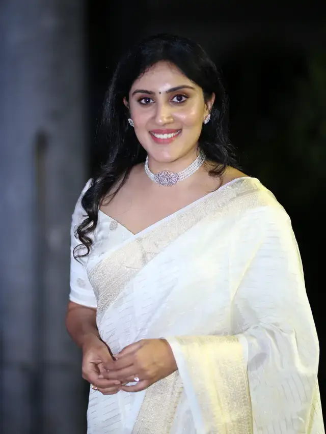 Dhanya Balakrishna Stills In White Saree Blouse